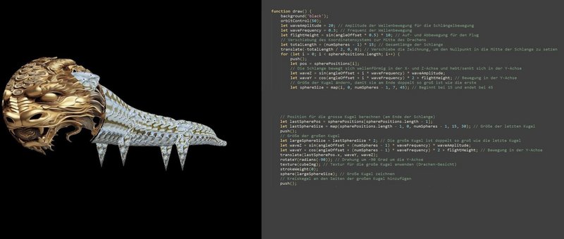 Long-Drache mit P5.js erstellt